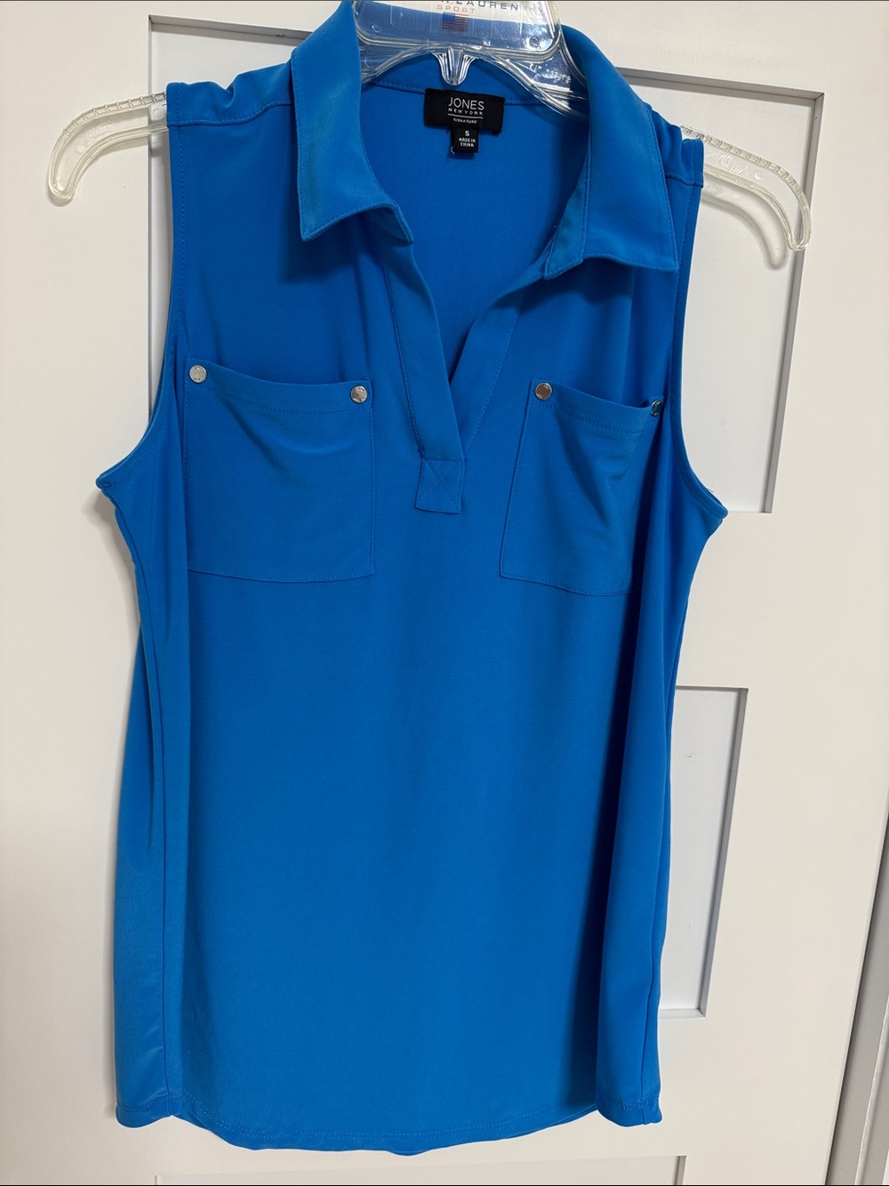 Jones New York Sleeveless Polo Top in Bright Blue